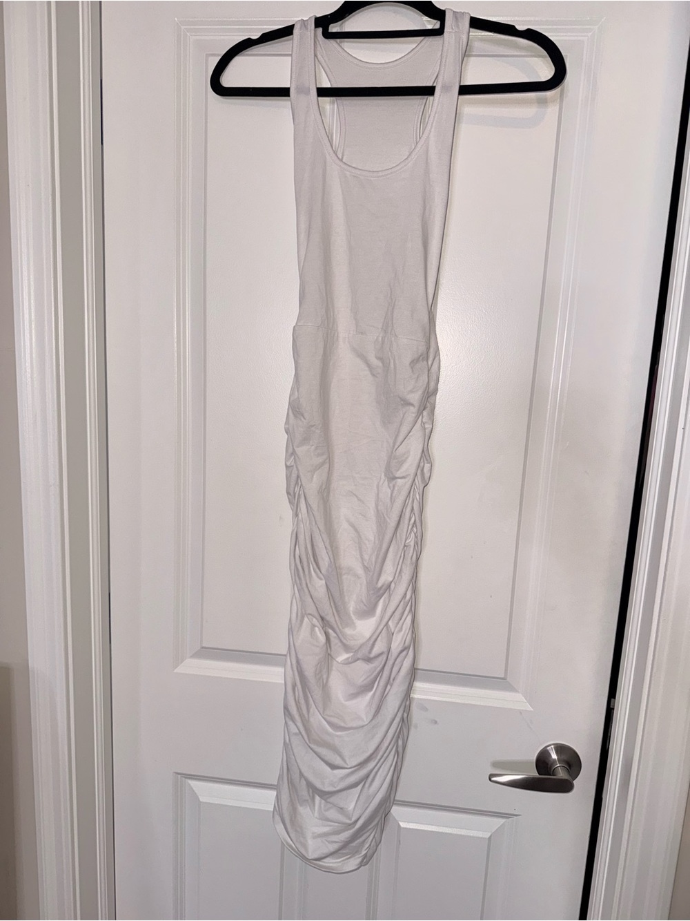 Women's White Ruched Tank Maxi Dress